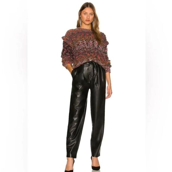 New Mother Denim Jeans Twistie Tie Bounce Hover Faux Leather Pants Size 33 - Picture 16 of 16